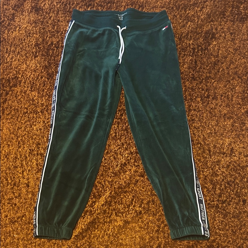 Tommy Hilfiger Dark Green Joggers with Side Branding